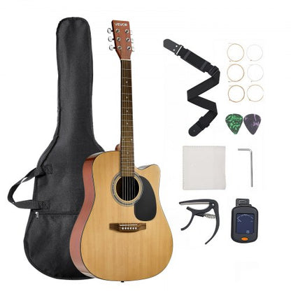 1041.4 mm (41 inch) Cutway Acoustic Guitar Natural Beginner Bundle Gig Bag for Adult