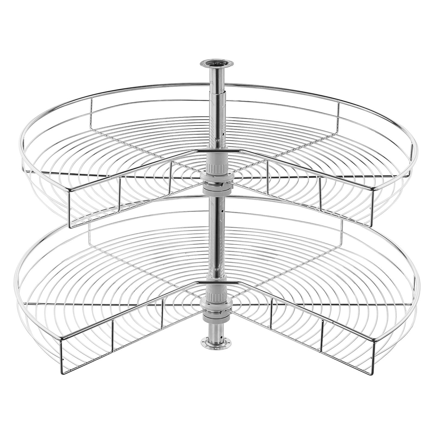 31,5" njurformad kromhörnorganisatör, 360° roterbart köksbänkskåp med blindhörn, 2 nivåer höjdjusterbart förvaringsställ, Lazy Susan-hylla i kolstål för skåphörn