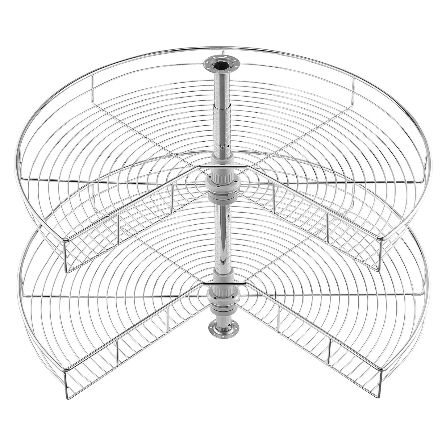 31,5" njurformad kromhörnorganisatör, 360° roterbart köksbänkskåp med blindhörn, 2 nivåer höjdjusterbart förvaringsställ, Lazy Susan-hylla i kolstål för skåphörn