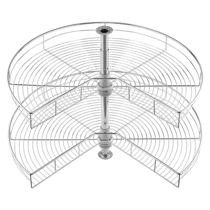 31,5" njurformad kromhörnorganisatör, 360° roterbart köksbänkskåp med blindhörn, 2 nivåer höjdjusterbart förvaringsställ, Lazy Susan-hylla i kolstål för skåphörn