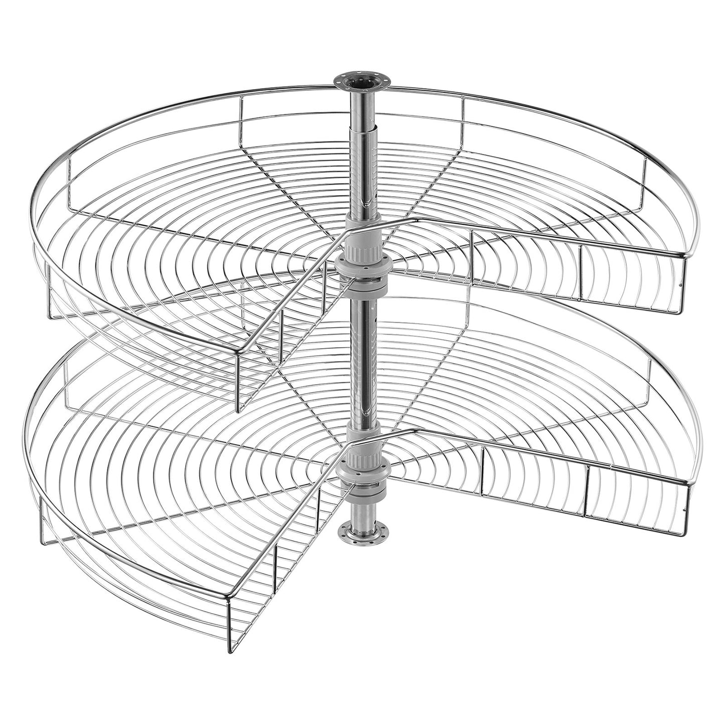 31,5" njurformad kromhörnorganisatör, 360° roterbart köksbänkskåp med blindhörn, 2 nivåer höjdjusterbart förvaringsställ, Lazy Susan-hylla i kolstål för skåphörn