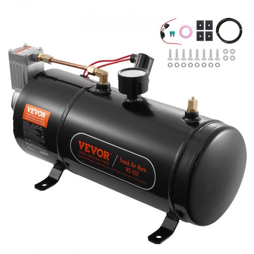 12V Air Compressor with Tank 0.8 Gallon/3 L, Train Horn Air Compressor, 120 psi Working Pressure Onboard Air Compressor System for Train Air Horns, Inflating Tires, Air Mattresses