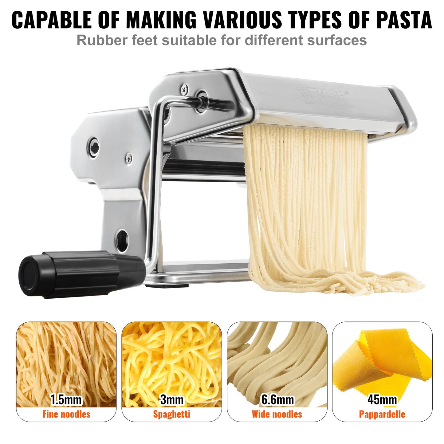 Pasta Maker Machine, 9 Adjustable Thickness Settings Noodles Maker, Stainless Steel Noodle Rollers and Cutter, Manual Hand Press, Pasta Making Kitchen Tool Kit, Perfect for Spaghetti Lasagna