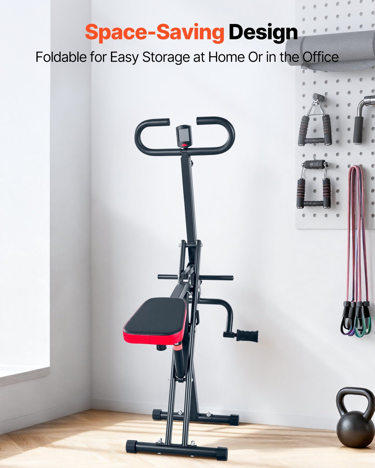 Squat Machine, Deep Squat Rowing Machine for Home, Easy Setup & Foldable Exercise Equipment, Glute Trainer Machine with 12-Gear Adjustable Resistance, Glutes & Leg Home Workout Machine, Black