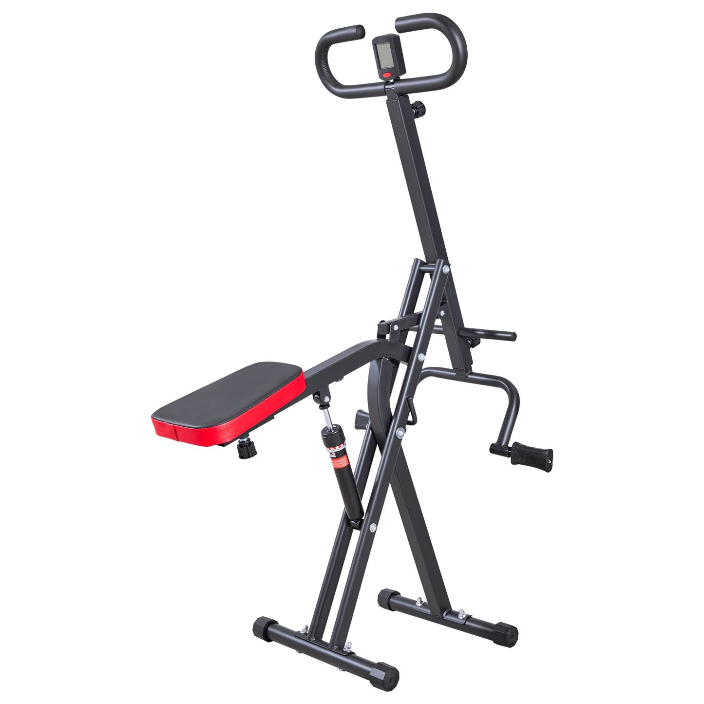 Knäböjsmaskin, roddmaskin för djup knäböj för hemmabruk, enkel installation och hopfällbar träningsutrustning, sätesträningsmaskin med 12-växlad justerbar motstånd, sätes- och benträningsmaskin för hemmabruk, svart