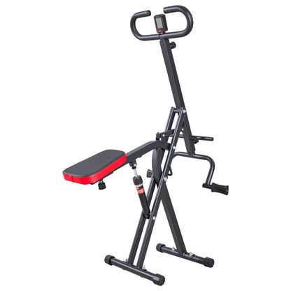 Knäböjsmaskin, roddmaskin för djup knäböj för hemmabruk, enkel installation och hopfällbar träningsutrustning, sätesträningsmaskin med 12-växlad justerbar motstånd, sätes- och benträningsmaskin för hemmabruk, svart