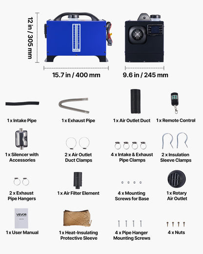 Diesel Heater, 12-24V 8KW, All in One Portable Diesel Air Heater with Remote Control and LCD Display, Fast Heating Low Noise, 5 L Fuel Tank for Vehicles, RVs, Vans, Tractors and Trucks