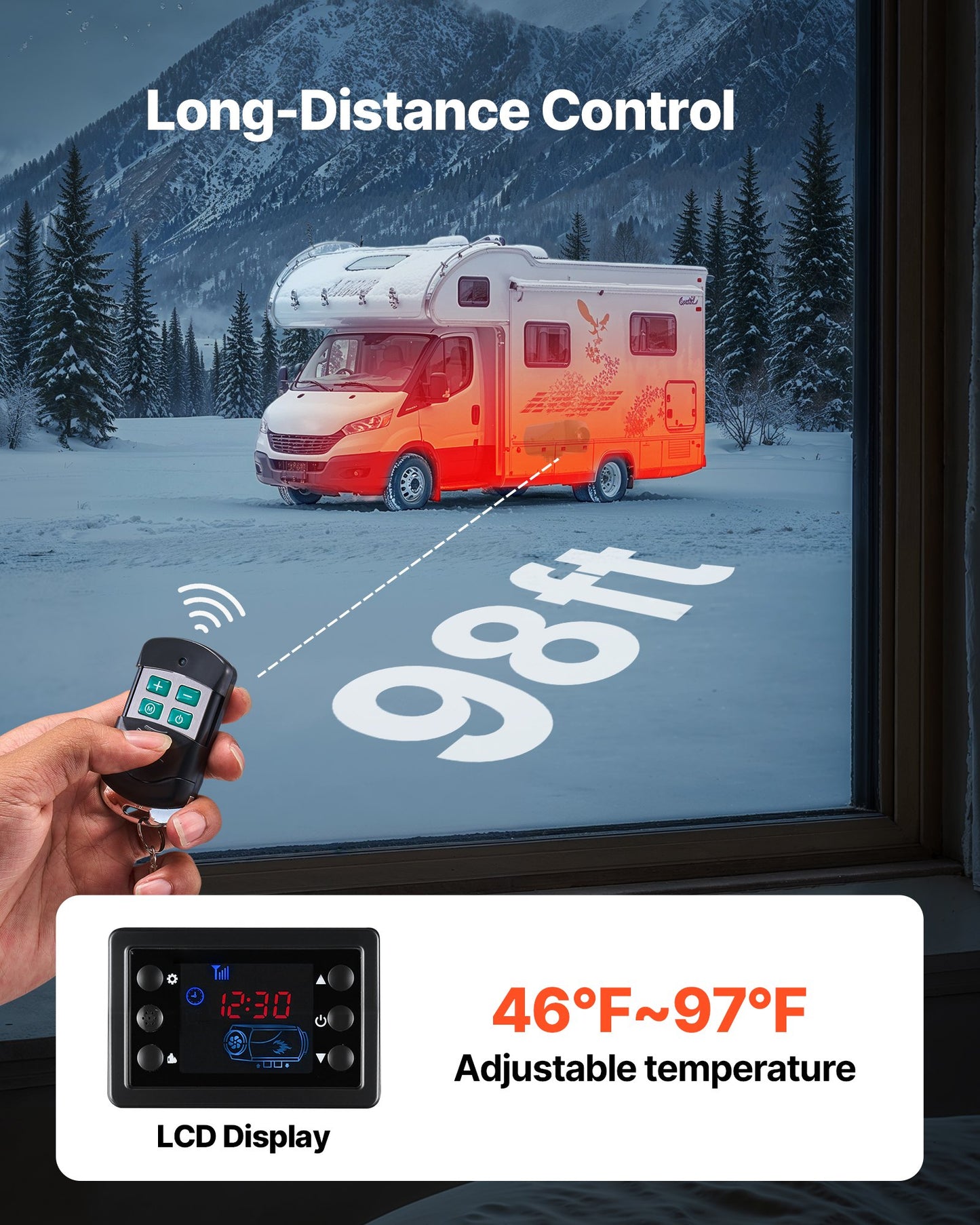 Diesel Heater, 12-24V 8KW Portable Diesel Air Heater with Remote Control and LCD Screen, Fast Heating Low Noise, 10 L Large Fuel Tank for Vehicles, Vans, RVs, Campers, and Trucks