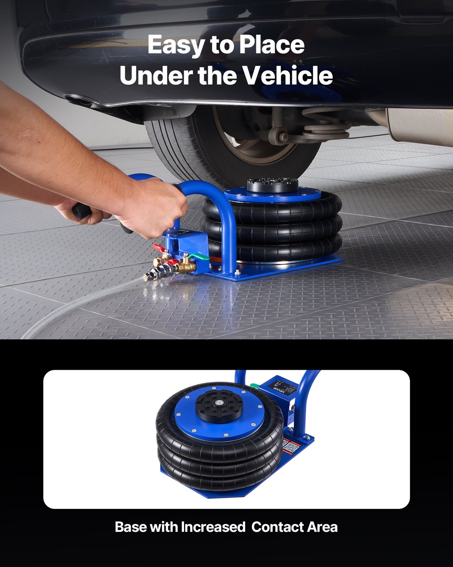 Air Jack, 3 Ton Triple Bag Air Jack, Airbag with Six Steel Pipes, Lift Up to 450 mm, 1-6 s Fast Lifting Pneumatic with Short Handles & Rubber Pad for Cars, SUVs, Pickup Trucks Repair, Garage