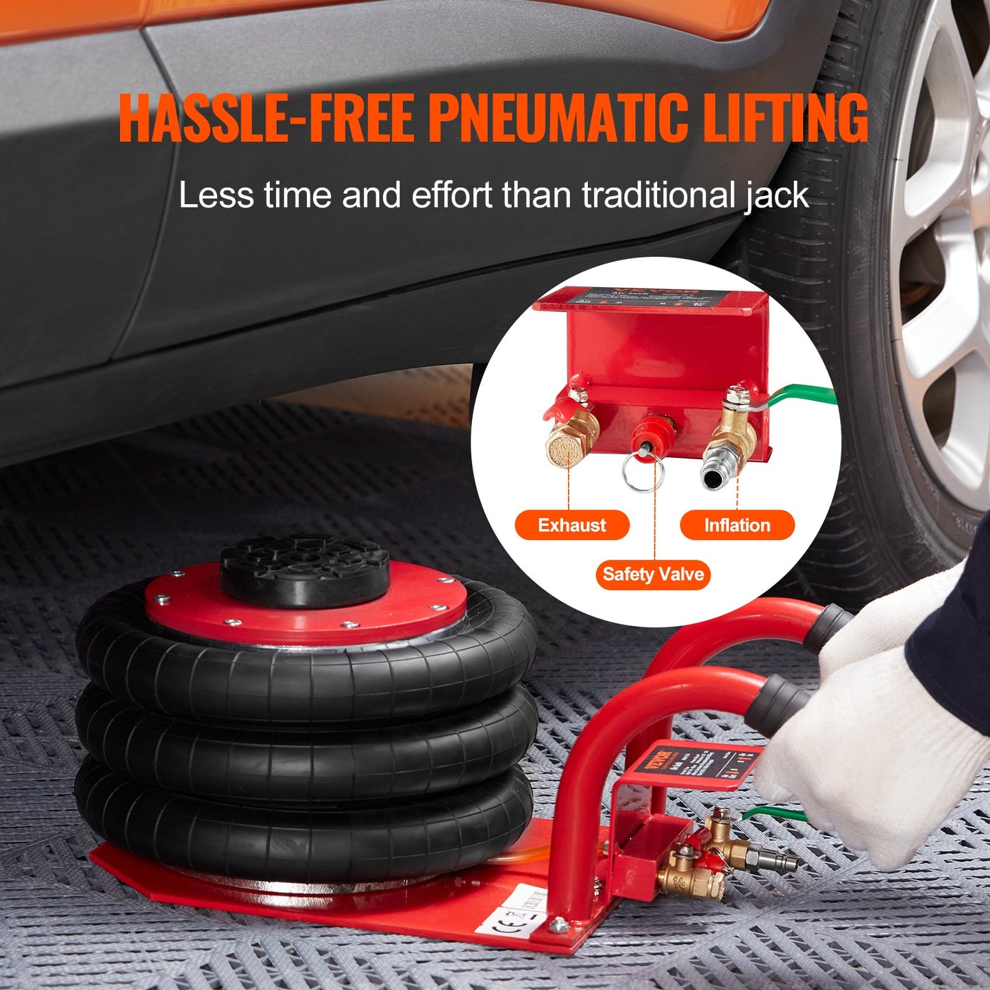 Triple Bag Air Jack 3 Ton/6600 lbs Pneumatic Jack for Car SUV Lifting