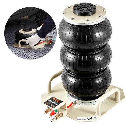 Air Jack, 3 Ton/6600 lbs Triple Bag Air Jack, Air Bag Jack Lift Up to 450 mm, 3-5S Fast Lifting Pneumatic Jack, with Side Handles for Cars, Garages, Repair (White)