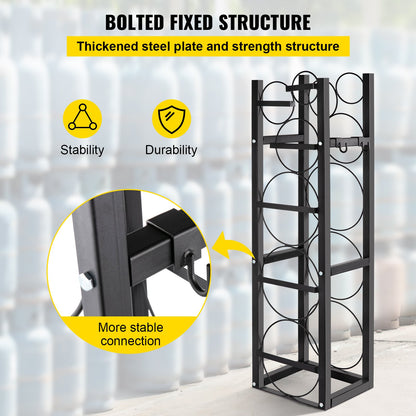 Refrigerant Tank Rack with 3x30lb and Other 3 Saving Space, Cylinder Tank Rack 46x13x4-inch, Refrigerant Cylinder Rack Gas Cylinder Racks and Holders, for Gas Oxygen Nitrogen Storage
