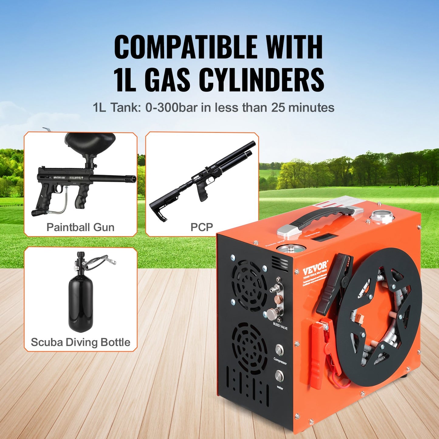 PCP Air Compressor, 4500PSI/30Mpa Portable PCP Airgun Compressor - Built-in Water and Fan Cooling System, Auto-Stop | DC12V/AC230V Paintball Tank Compressor for Air Rifle, Scuba Diving Bottle