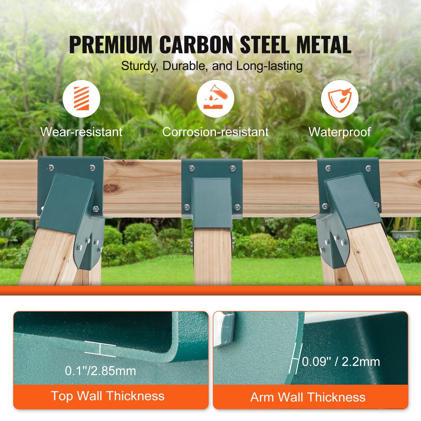 A-Frame Middle Swing Set Brackets, Heavy Duty Carbon Steel Swing Set Hardware with Mounting Hardware, DIY Swing Set Bracket Swing Set Kit for 101.6x101.6mm Legs & 101.6x152.4mm Beam, Green 3Pcs