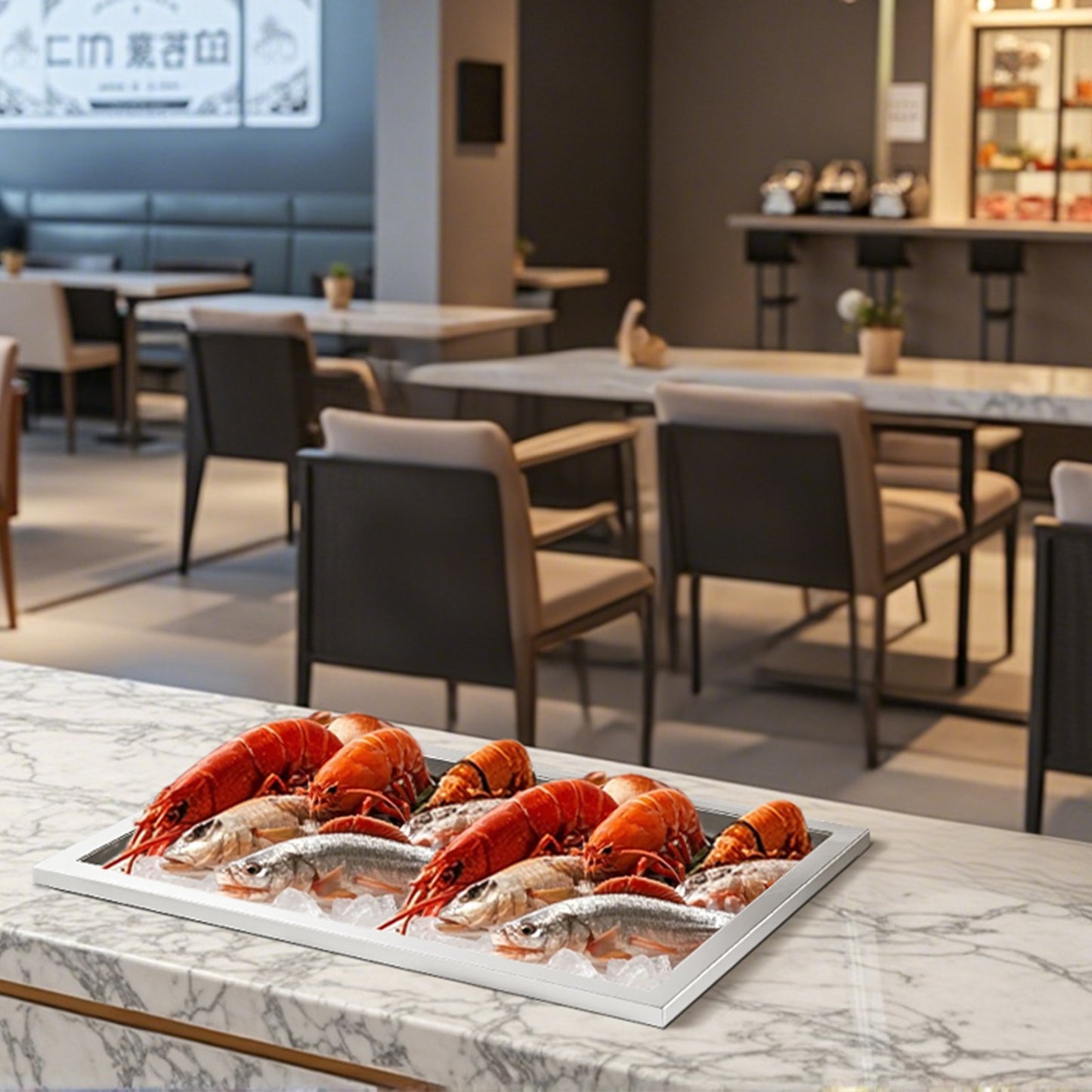 Islåda för nedsänkbar kylning, 508 x 355 x 306 mm, rostfritt stål, 30 liters kommersiell islåda med lock för utomhusbruk, avloppsrör ingår, för kallt vin och öl