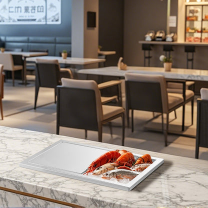 Islåda för nedsänkbar kylning, 455 x 305 x 385 mm (L x B x H) i rostfritt stål, 27,1 liters kommersiell islåda med skjutbart lock för utomhusbruk, avloppsrör ingår, för kallt vin och öl.