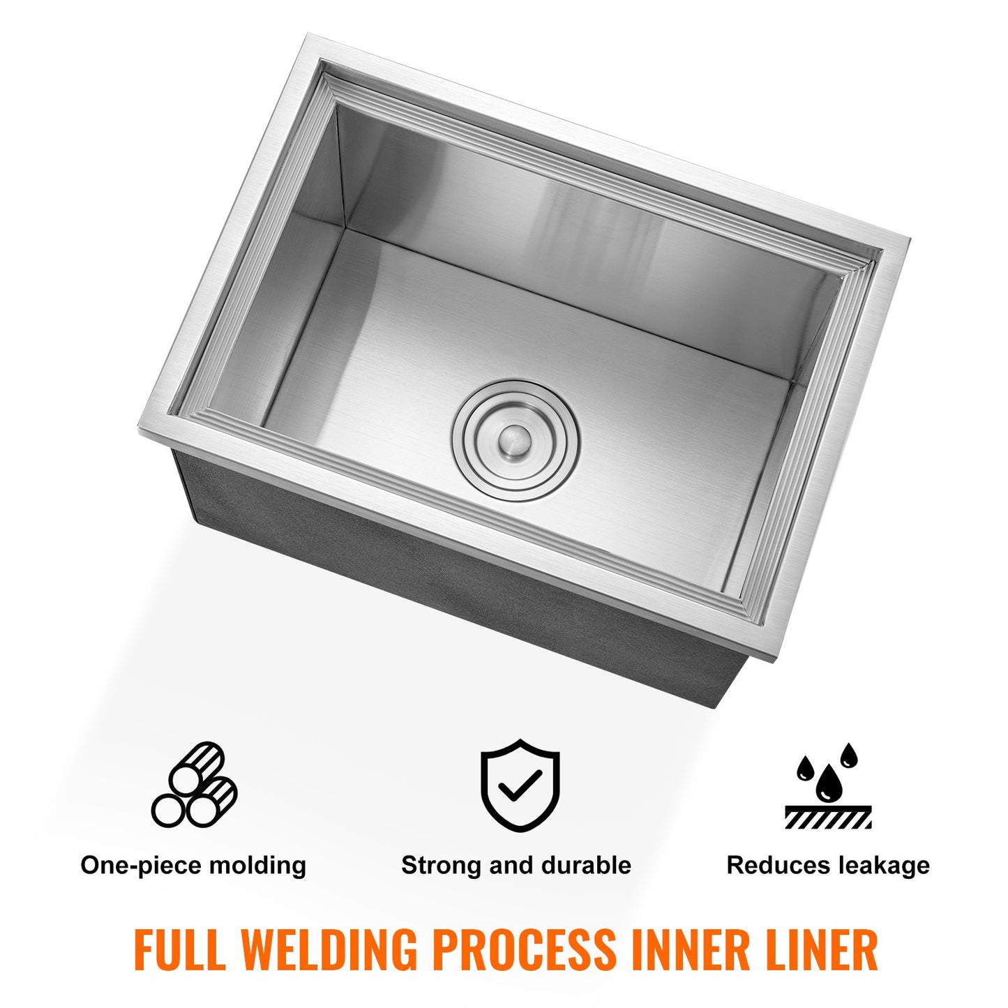 Drop in Ice Chest, 51 cm L x 36 cm W x 30.5 cm H Stainless Steel Ice Cooler, Commercial Ice Bin with Cover, 37.9 L Outdoor Kitchen Ice Bar, Drain-pipe and Drain Plug Included, for Cold Wine Beer