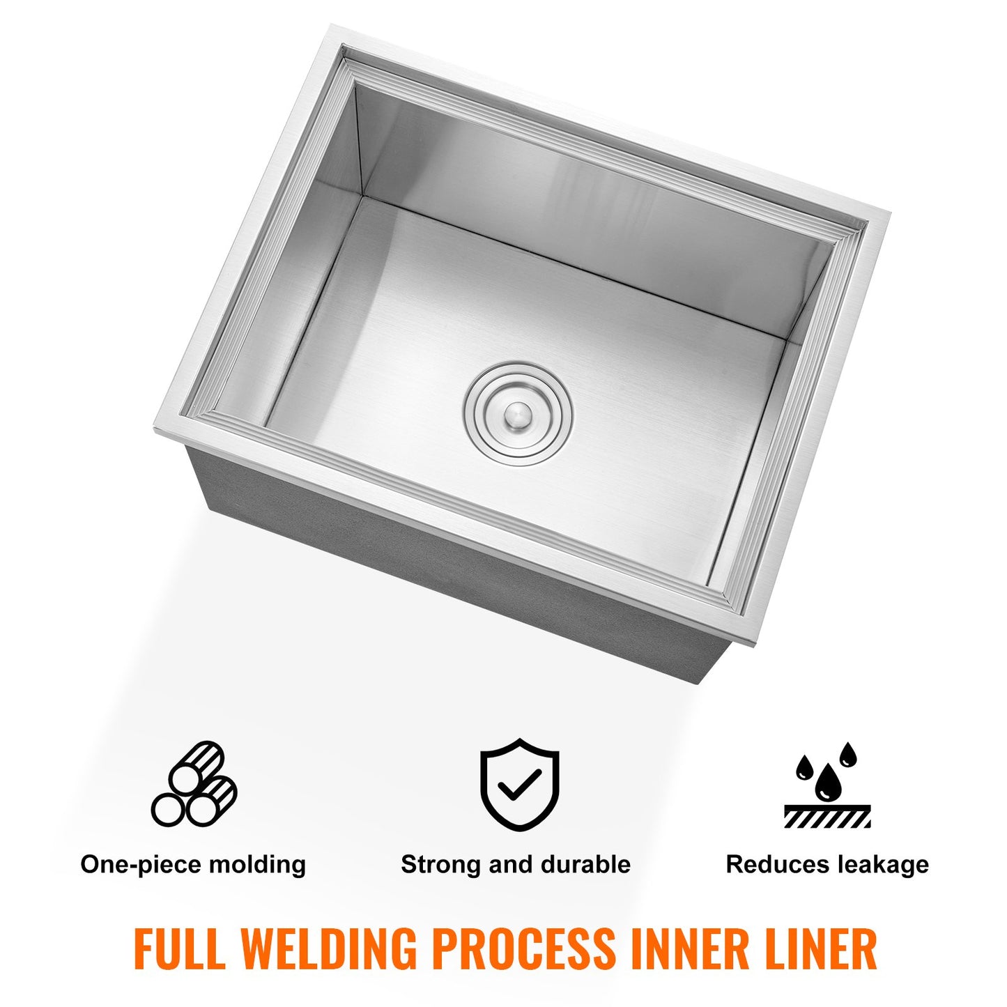 Nedsänkbar kylbox, 56 cm L x 43 cm B x 30 cm H, rostfri iskylare med lock, 1,2 l isbar för utomhuskök, avloppsrör och avtappningsplugg ingår, för kallt vin och öl