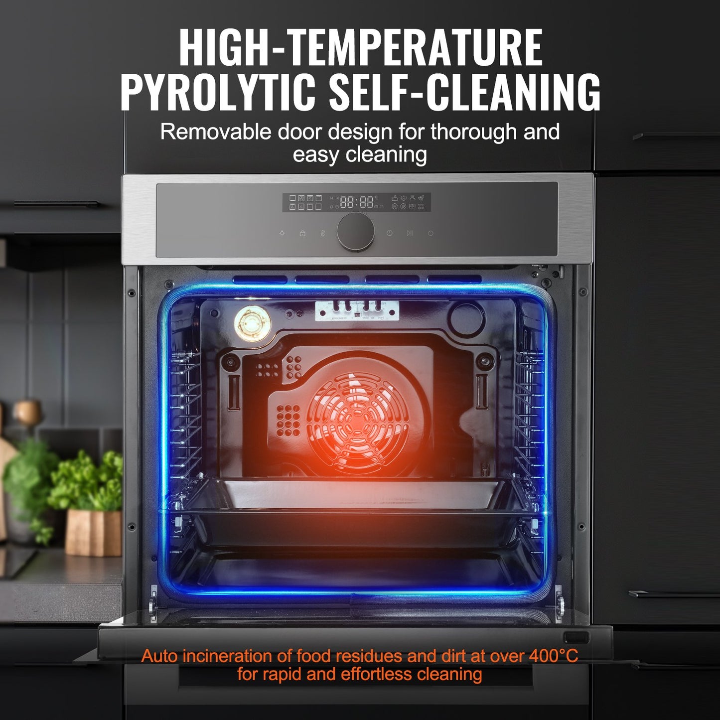 Single Wall Oven, 24" Electric Built-in Wall Oven with 16 Cooking Functions, 2.68 Cu.Ft Electric Wall Ovens, Rapid heating to 200°C in 5min, 3550W Electric Oven w/ Baking Rack and Tray, Kitchen