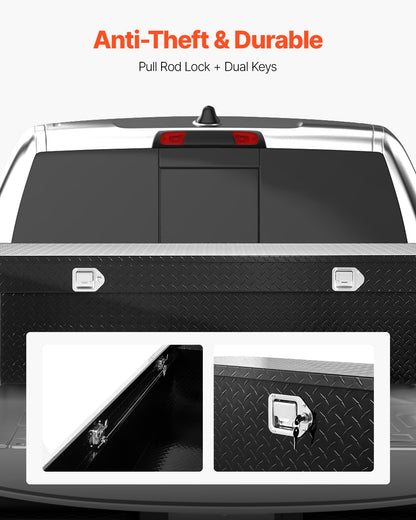 Crossover Truck Tool Box, 72x20x14 In, Heavy Duty Aluminum Toolbox with Diamond Texture, Pick Up Truck Bed RV Trailer Toolbox, Waterproof Storage Organizer with Lock, Keys, Side Handles, Black