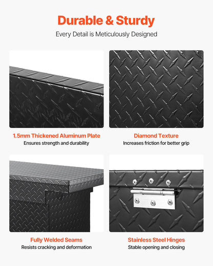Crossover Truck Tool Box, 71x27x18 In, Heavy Duty Aluminum Toolbox with Diamond Texture, Pick Up Truck Bed RV Trailer Toolbox, Waterproof Storage Organizer with Lock, Keys, Side Handles, Black