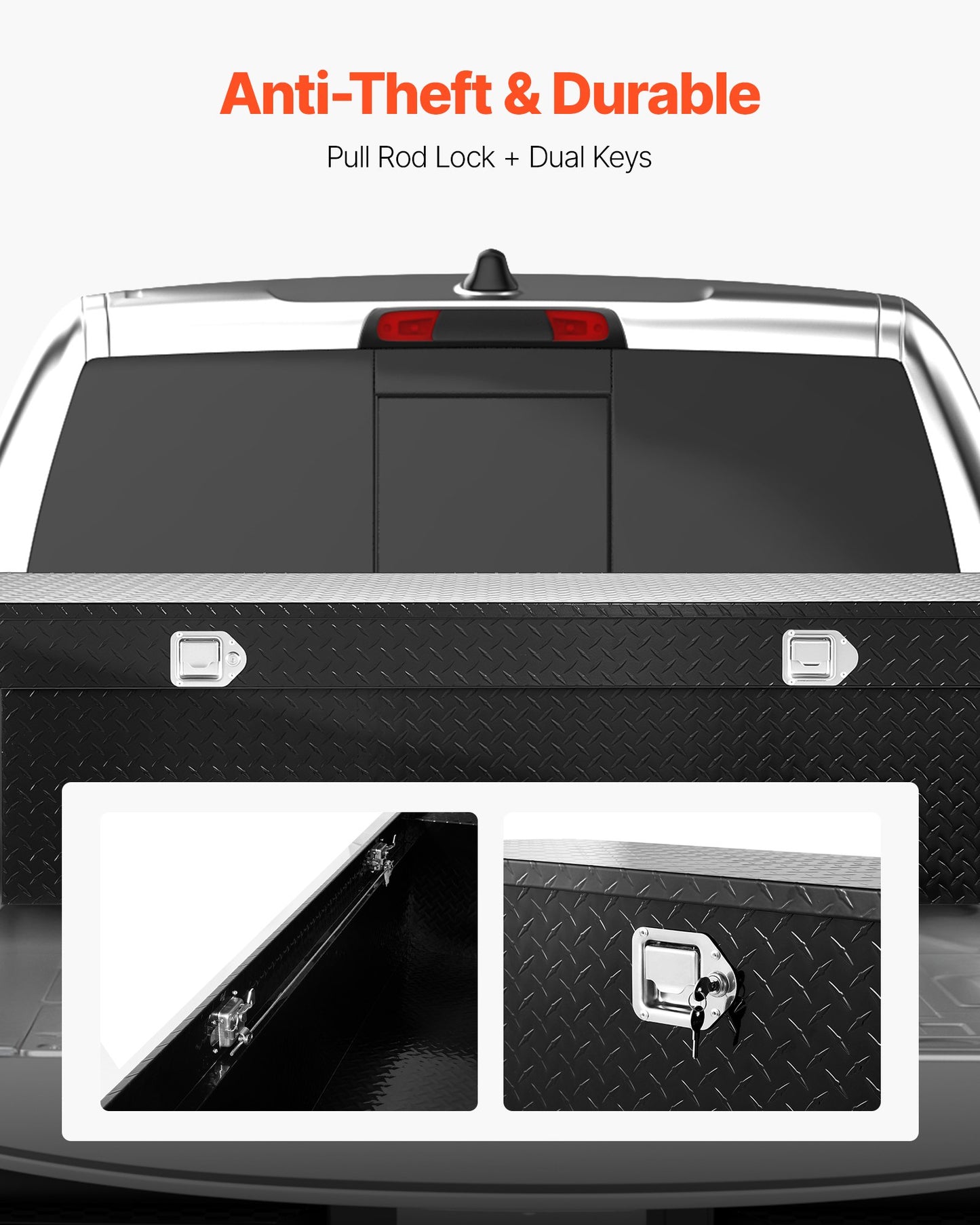 Crossover Truck Tool Box, 71x27x18 In, Heavy Duty Aluminum Toolbox with Diamond Texture, Pick Up Truck Bed RV Trailer Toolbox, Waterproof Storage Organizer with Lock, Keys, Side Handles, Black