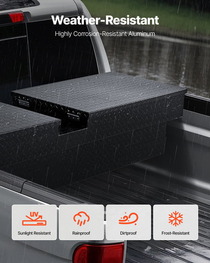 Crossover Truck Tool Box, 70x20x13 In, Heavy Duty Aluminum Toolbox with Diamond Texture, Pick Up Truck Bed RV Trailer Toolbox, Waterproof Storage Organizer with Lock, Keys, Side Handles, Black