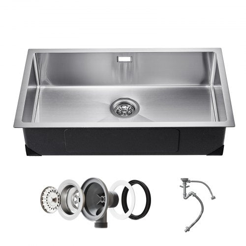 76cm Kitchen Sink Workstation, 304 Stainless Steel Undermount Sinks, Drop-In Single Bowl Farmhouse Basin with Accessories, Household Dishwasher Sinks for RV, Prep Kitchen, Laundry Room, Bar