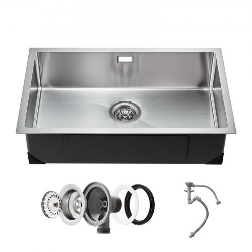 70cm Kitchen Sink Workstation, 304 Stainless Steel Undermount Sinks, Drop-In Single Bowl Farmhouse Basin with Accessories, Household Dishwasher Sinks for RV, Prep Kitchen, Laundry Room, Bar