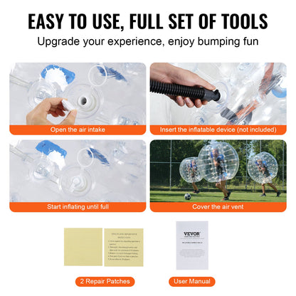 Inflatable Bumper Ball 1-Pack, 4FT/1.2M Body Sumo Zorb Balls for Teen & Adult, 0.8mm Thick PVC Human Hamster Bubble Balls for Outdoor Team Gaming Play, Bumper Bopper Toys for Garden, Yard, Park