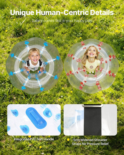 Uppblåsbara Bumper Balls 2-pack, 4FT/1.2M Body Sumo Zorb-bollar för tonåringar och vuxna, 0.8mm tjocka PVC-mänskliga hamsterbubbelbollar för utomhuslek, Bumper Bopper-leksaker för trädgård, gård, park