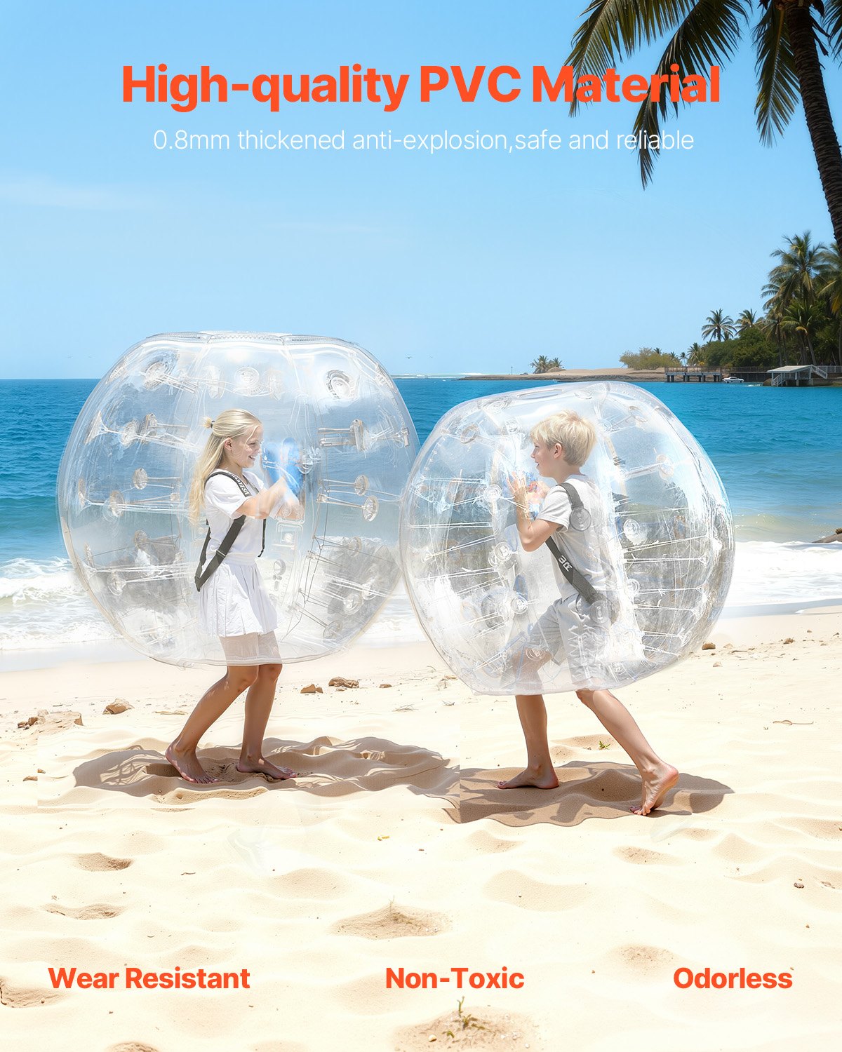 Uppblåsbara Bumper Balls 2-pack, 4FT/1.2M Body Sumo Zorb-bollar för tonåringar och vuxna, 0.8mm tjocka PVC-mänskliga hamsterbubbelbollar för utomhuslek, Bumper Bopper-leksaker för trädgård, gård, park