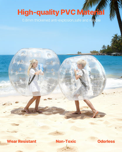 Uppblåsbara Bumper Balls 2-pack, 4FT/1.2M Body Sumo Zorb-bollar för tonåringar och vuxna, 0.8mm tjocka PVC-mänskliga hamsterbubbelbollar för utomhuslek, Bumper Bopper-leksaker för trädgård, gård, park