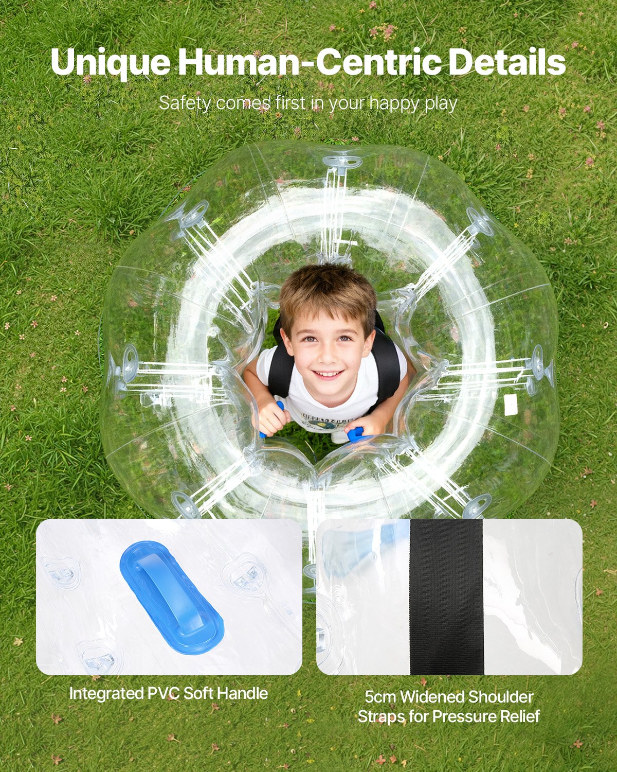 Uppblåsbara Bumper Balls 2-pack, 4FT/1.2M Body Sumo Zorb-bollar för tonåringar och vuxna, 0.8mm tjocka PVC-mänskliga hamsterbubbelbollar för utomhuslek, Bumper Bopper-leksaker för trädgård, gård, park