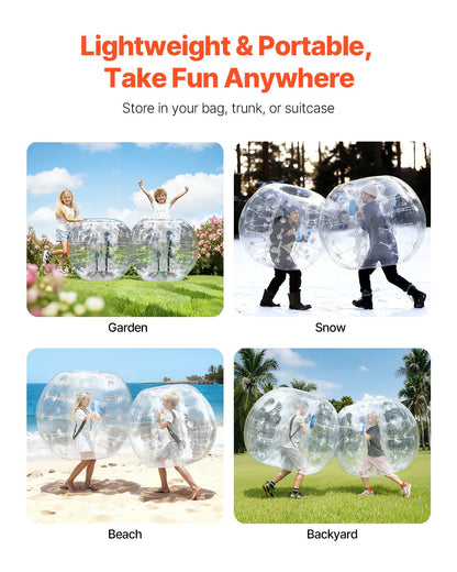 Uppblåsbara Bumper Balls 2-pack, 4FT/1.2M Body Sumo Zorb-bollar för tonåringar och vuxna, 0.8mm tjocka PVC-mänskliga hamsterbubbelbollar för utomhuslek, Bumper Bopper-leksaker för trädgård, gård, park