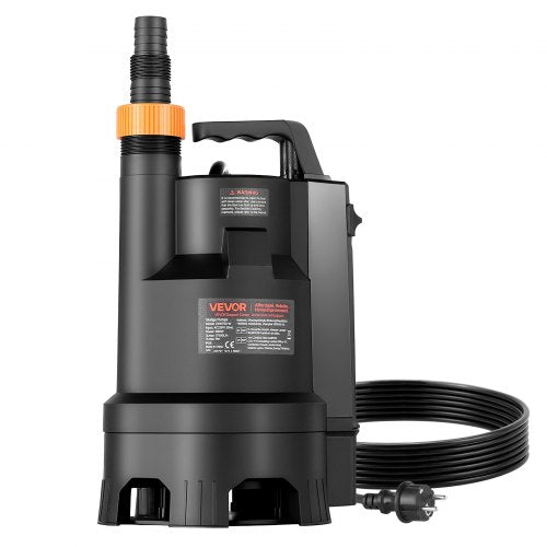 690W dränkbar sumppump, 17500 l/h, PP-GF20 dränkbar avloppspump för smutsigt rent vatten med automatisk flottörbrytare, lång sladd, 9 m maxlyft, för pooler, trädgård, dammar, översvämmade områden