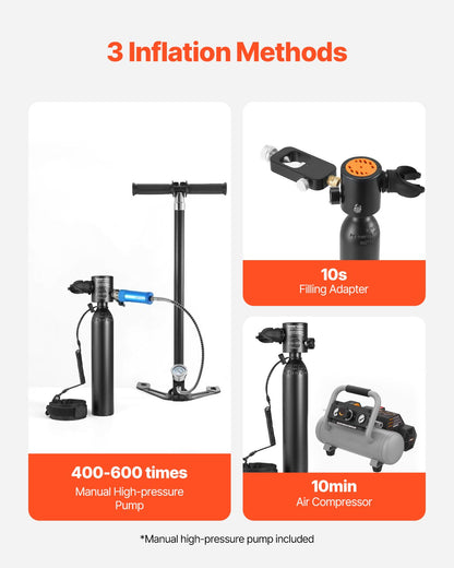 Scuba Tank, 0.5L Portable Scuba Diving Tank, Diving Oxygen Cylinder Supports 5-10 Minutes Underwater Breathing, 32.81 ft Diving Depth, Lung Tank Kit with Snorkel Mask for Underwater Exploration