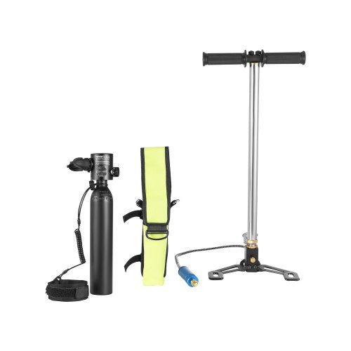 Scuba Tank, 0.5L Portable Diving Tank, Diving Oxygen Cylinder Support 5-10 Minutes Underwater Breathing, 98.43 ft Diving Depth, Refillable Snorkel Air Tank with Pump for Underwater Exploration