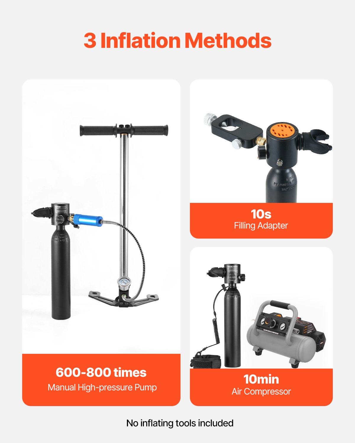 Scuba Tank, 0.5L Portable Scuba Diving Tank, Diving Oxygen Cylinder Supports 5-10 Minutes Underwater Breathing, 98.43 feet Diving Depth, Lung Tank Kit for Underwater Exploration / Rescue