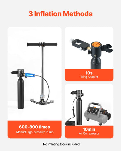 Scuba Tank, 0.5L Portable Scuba Diving Tank, Diving Oxygen Cylinder Supports 5-10 Minutes Underwater Breathing, 98.43 feet Diving Depth, Lung Tank Kit for Underwater Exploration / Rescue