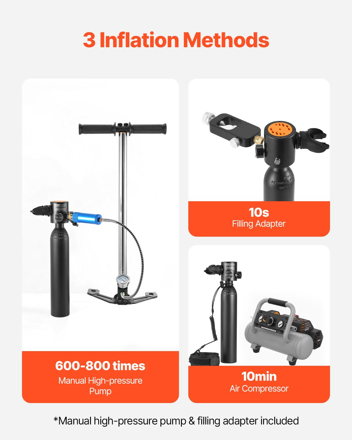 Dykflaska, 0,5 liters bärbar dykflaska, syrgasflaska med pump som räcker till 5–10 minuter under vattnet, dykdjup 98,43 fot, påfyllningsbar snorkelluftflaska för undervattensutforskning