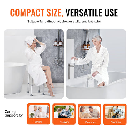Shower Chair for Inside Shower, Adjustable Height Shower Stool, Non-Slip Bench Bathtub Seat Stool for Elderly Disabled Adults Handicap, 136.1 kg Capacity
