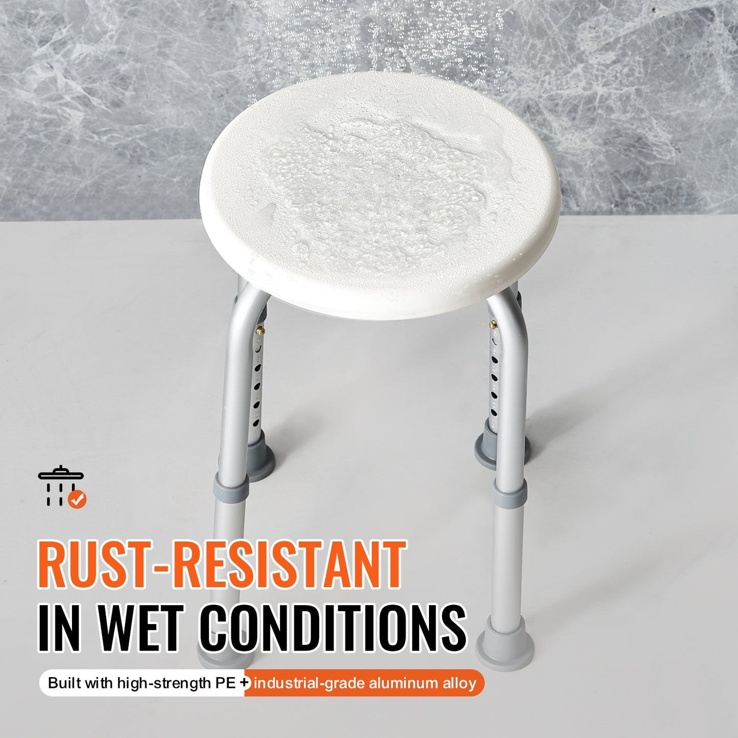 Shower Chair for Inside Shower, Adjustable Height Shower Stool, Non-Slip Bench Bathtub Seat Stool for Elderly Disabled Adults Handicap, 136.1 kg Capacity