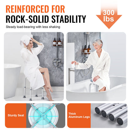 Shower Chair 360 Degree Rotating, Adjustable Height Shower Stool Seat, Bath Chair for Inside Shower or Tub, Non-Slip Bench Bathtub Seat Stool for Elderly Disabled Handicap, 136.1 kg Capacity