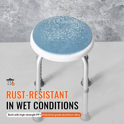 Shower Chair 360 Degree Rotating, Adjustable Height Shower Stool Seat, Bath Chair for Inside Shower or Tub, Non-Slip Bench Bathtub Seat Stool for Elderly Disabled Handicap, 136.1 kg Capacity