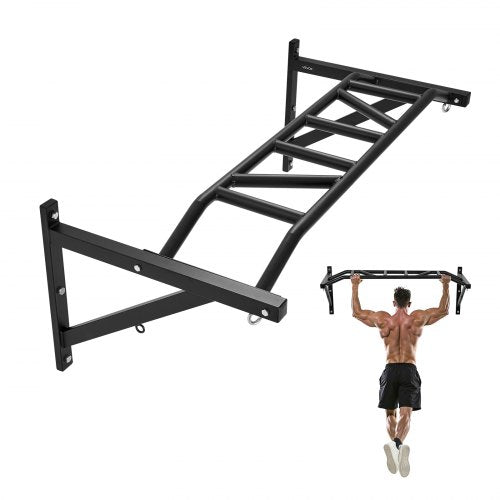 Pull Up Bar, Multi-Grip Wall Mounted Pull Ups, 50 in Width Multifunctional Chin Up Training Station, Heavy Duty Steel Upper Body Workout Bars with Hangers, 440 lbs Weight Capacity, for Home Gym