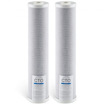Ersättningsfilter för hela husets vattenfilter, 11 x 51 cm (4,5 x 20 tum) CTO-kolblock, ersättningsfilter för hela hemmets vattenfiltreringssystem, minskar klor, dålig smak, lukt, 2-pack