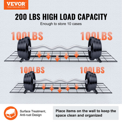 Garage Storage Shelving, 2 Pack, 4 x 1 ft Heavy Duty Garage Shelves Wall Mounted, 400 lbs Load Capacity(Total) Garage Storage Rack Floating Shelves, Suitable for Shop, Shed, Garage Storage