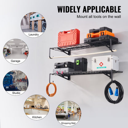 Garage Storage Shelving, 2 Pack, 4 x 1 ft Heavy Duty Garage Shelves Wall Mounted, 400 lbs Load Capacity(Total) Garage Storage Rack Floating Shelves, Suitable for Shop, Shed, Garage Storage