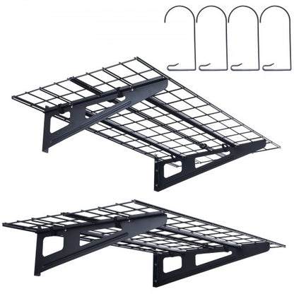 Garagehyllor, 2-pack, 4 x 2 fot kraftiga garagehyllor väggmonterade, 500 lbs lastkapacitet (totalt) Garageförvaringsställ flytande hyllor, lämpliga för verkstad, skjul, garageförvaring
